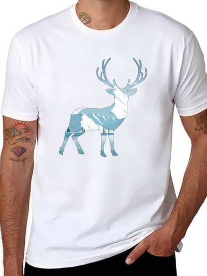 Mountain Deer Graphic Tee - Black Cotton Blend