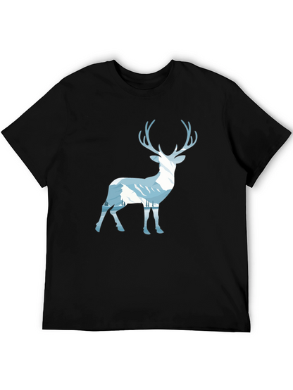 Mountain Deer Graphic Tee - Black Cotton Blend