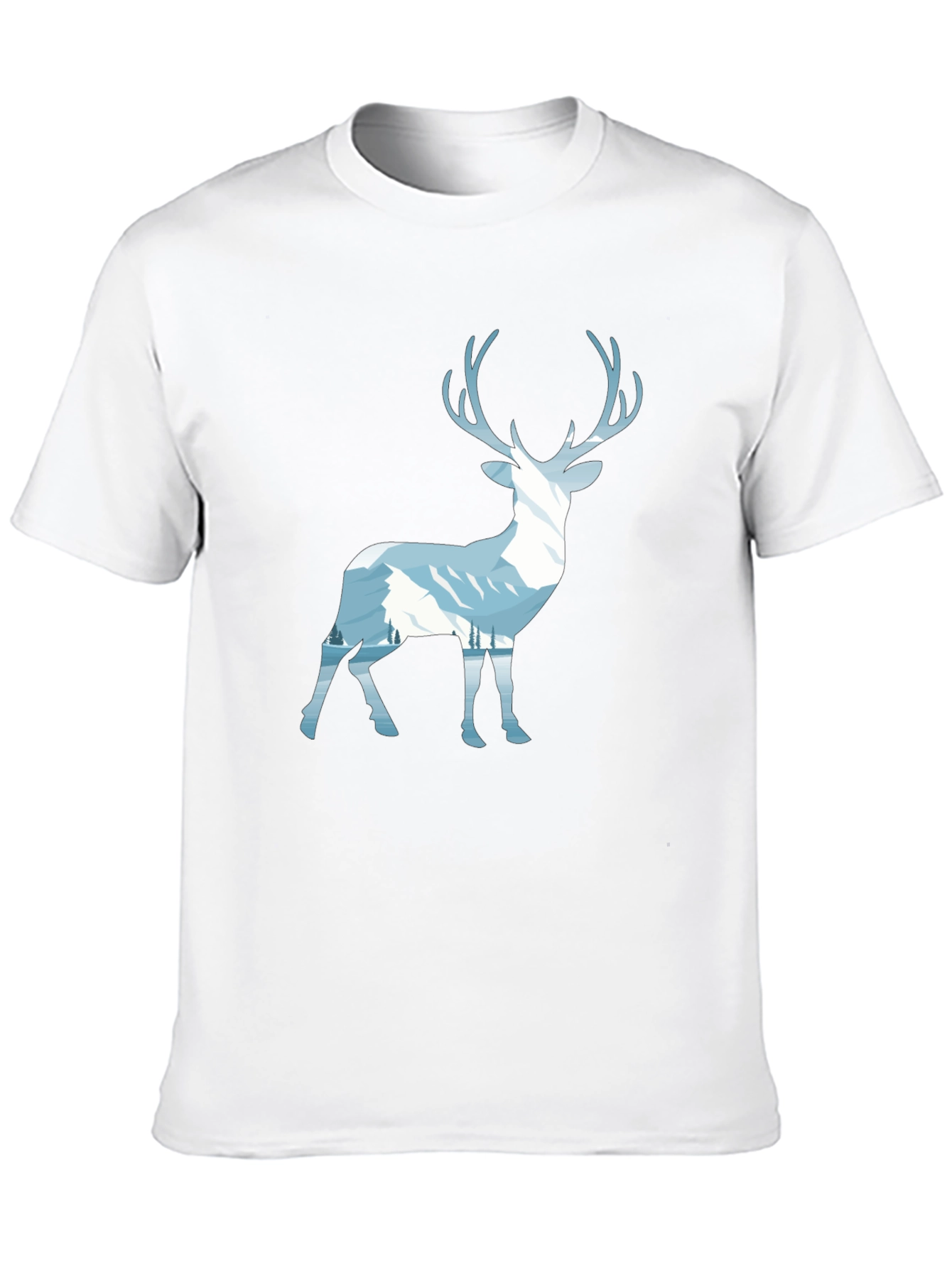 Mountain Deer Graphic Tee - Black Cotton Blend