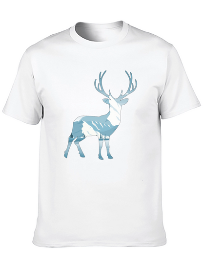 Mountain Deer Graphic Tee - Black Cotton Blend