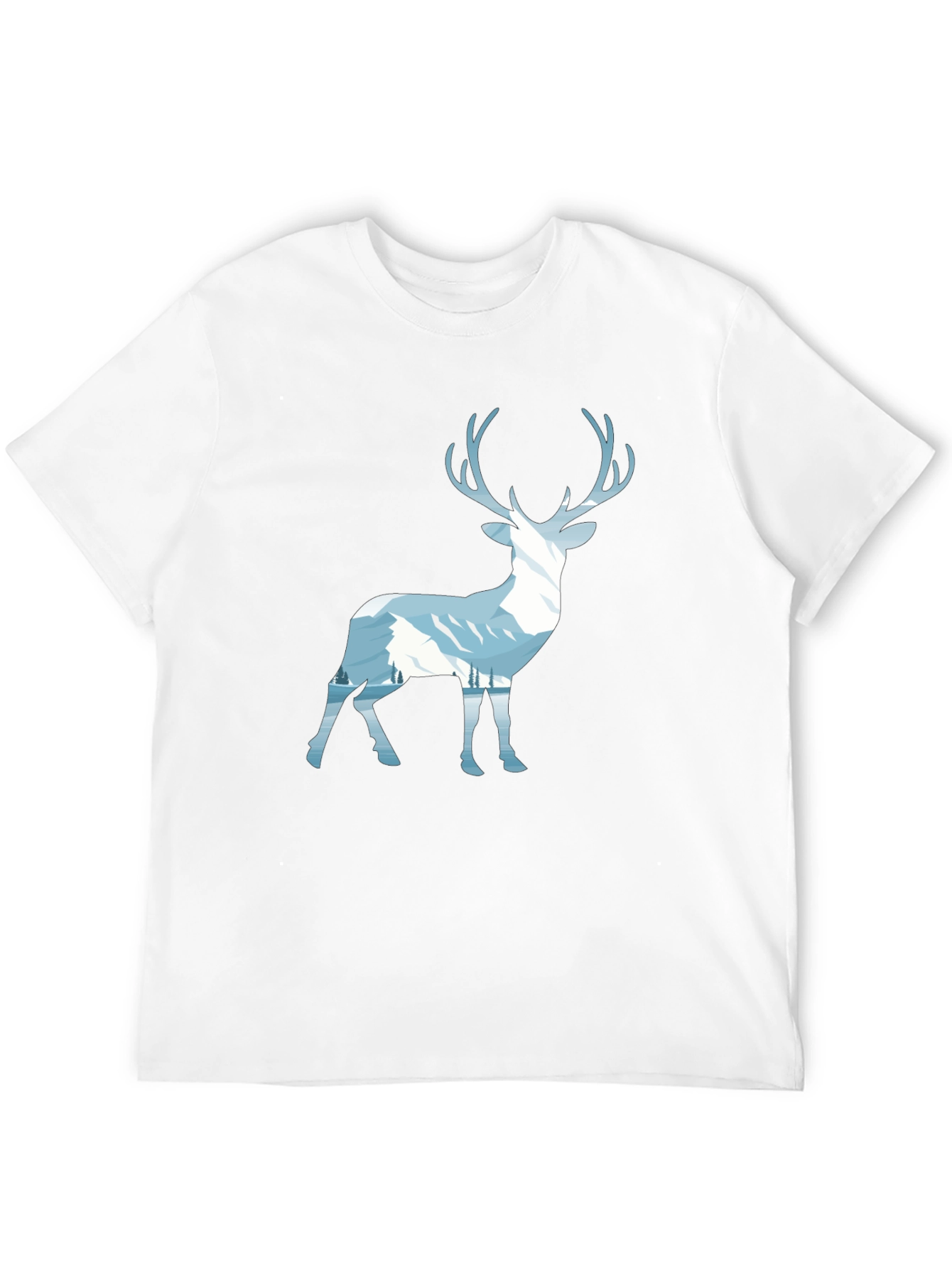 Mountain Deer Graphic Tee - Black Cotton Blend