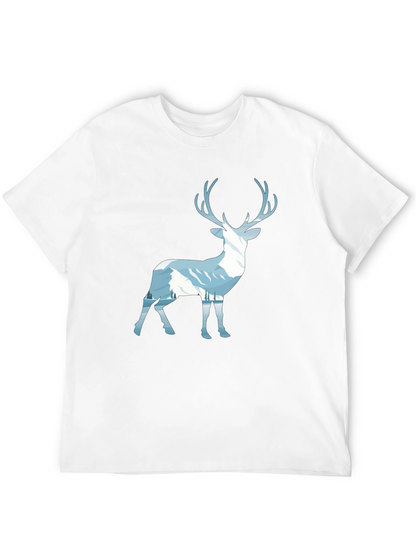 Mountain Deer Graphic Tee - Black Cotton Blend