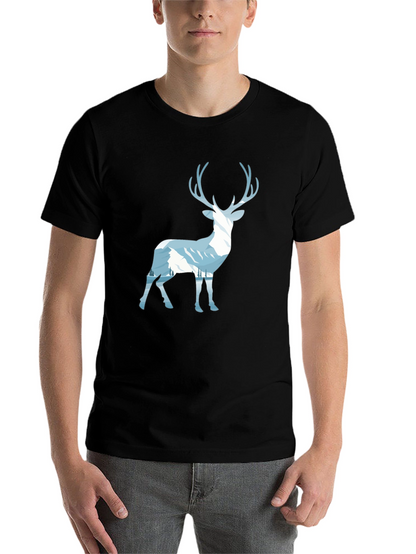 Mountain Deer Graphic Tee - Black Cotton Blend