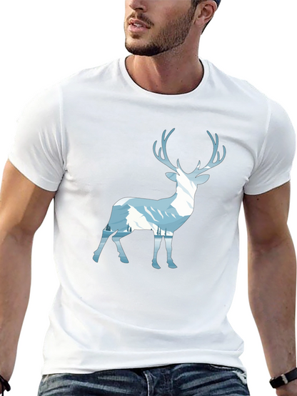 Mountain Deer Graphic Tee - Black Cotton Blend
