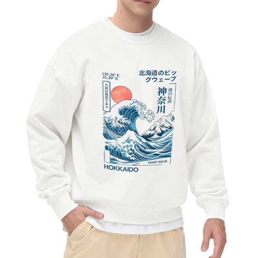 Hokkaido Great Wave Japanese Ukiyo?e Crewneck Sweatshirt