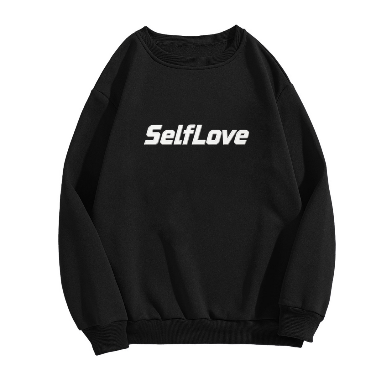 Bold Self Love 3D Font Black Crew Sweatshirt