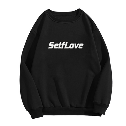 Bold Self Love 3D Font Black Crew Sweatshirt