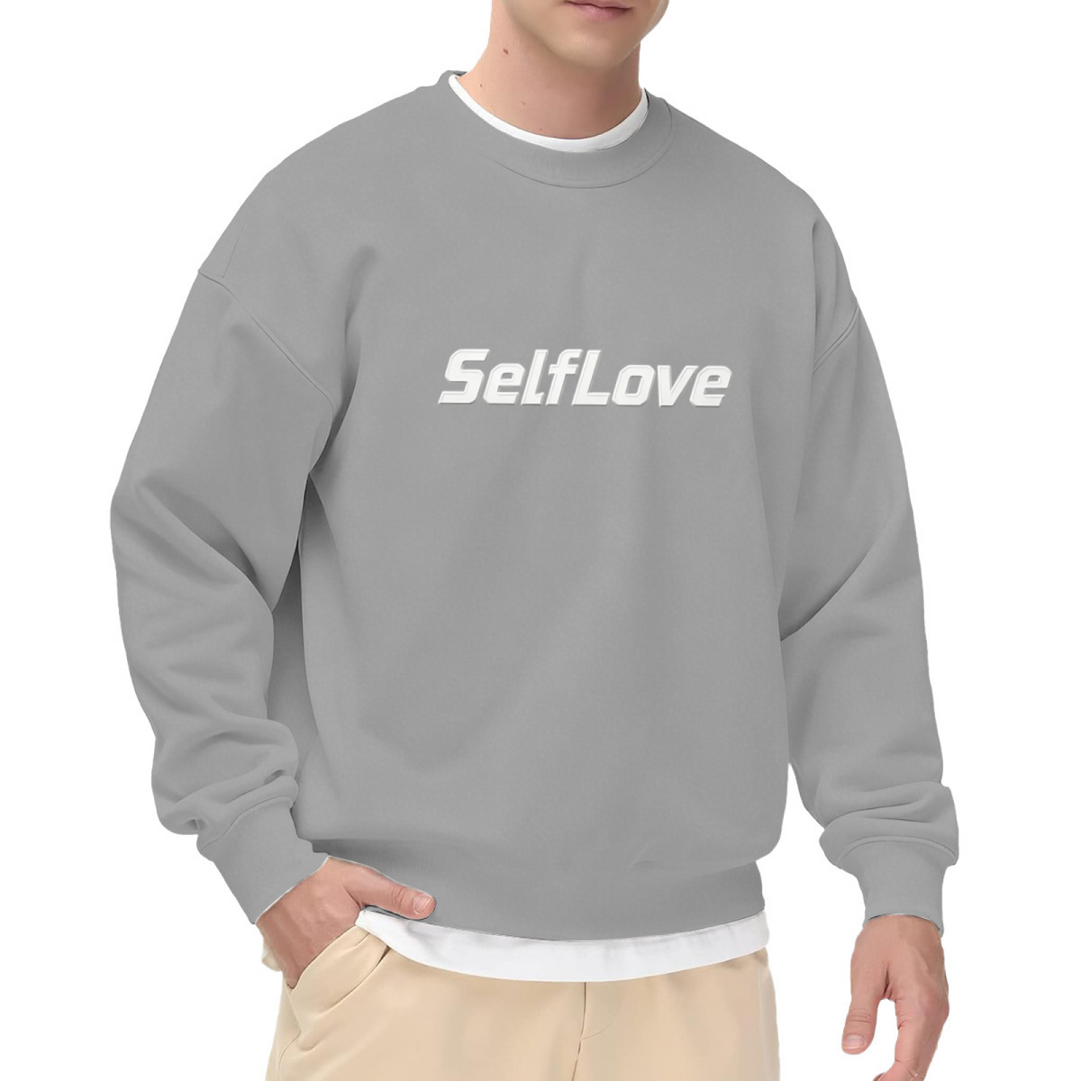 Bold Self Love 3D Font Black Crew Sweatshirt