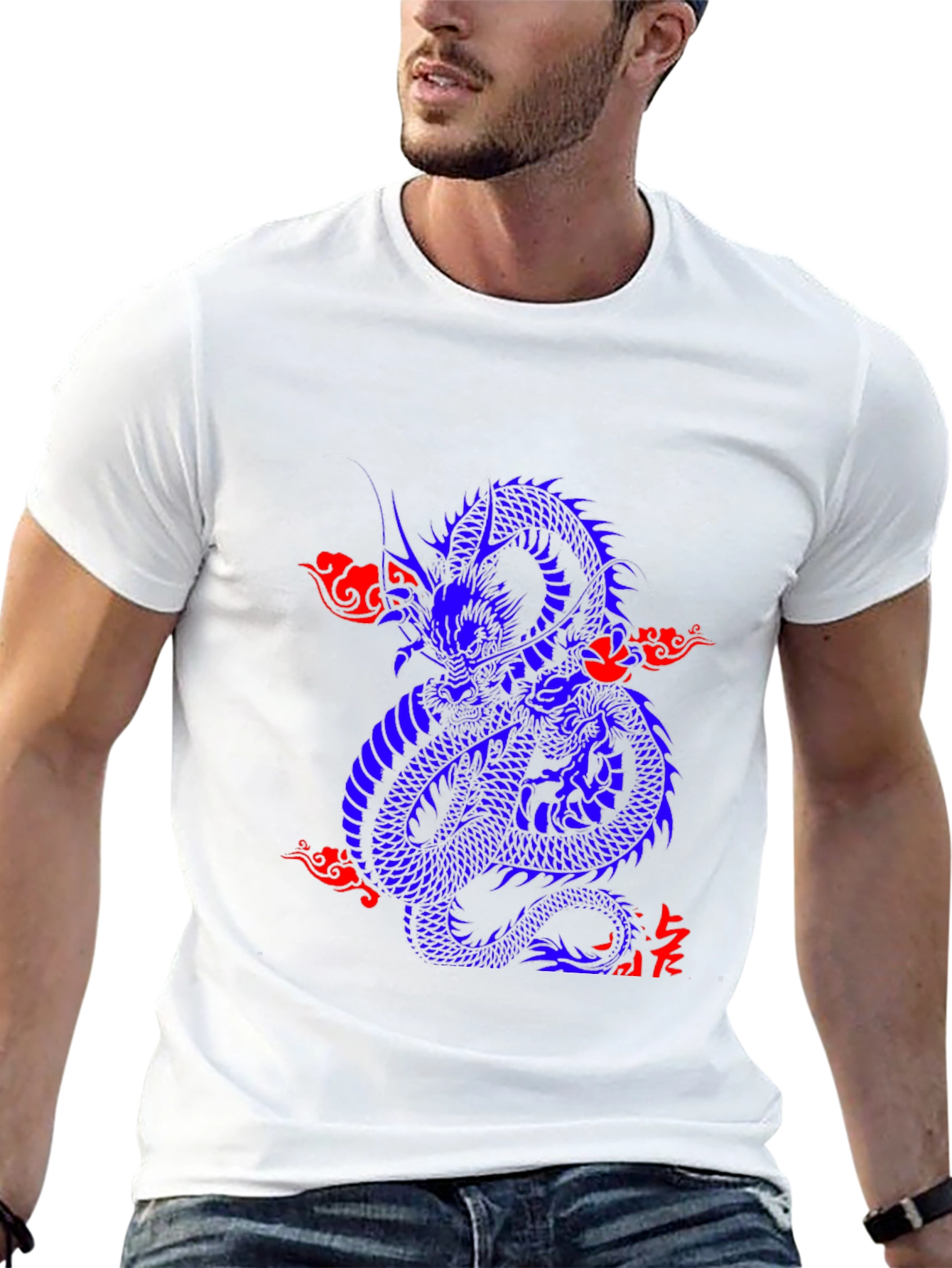 Blue Dragon Graphic Print T-Shirt