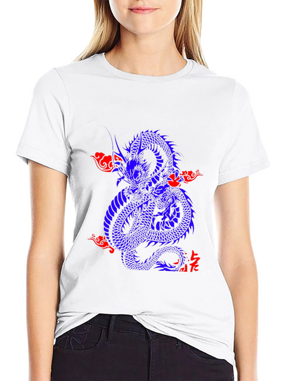 Blue Dragon Graphic Print T-Shirt