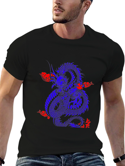 Blue Dragon Graphic Print T-Shirt