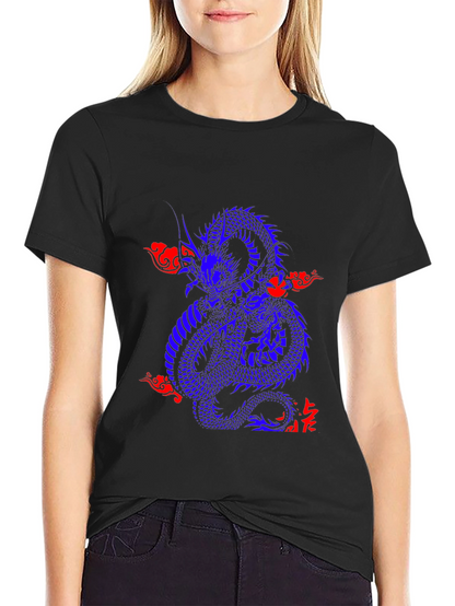 Blue Dragon Graphic Print T-Shirt