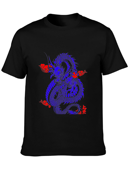 Blue Dragon Graphic Print T-Shirt