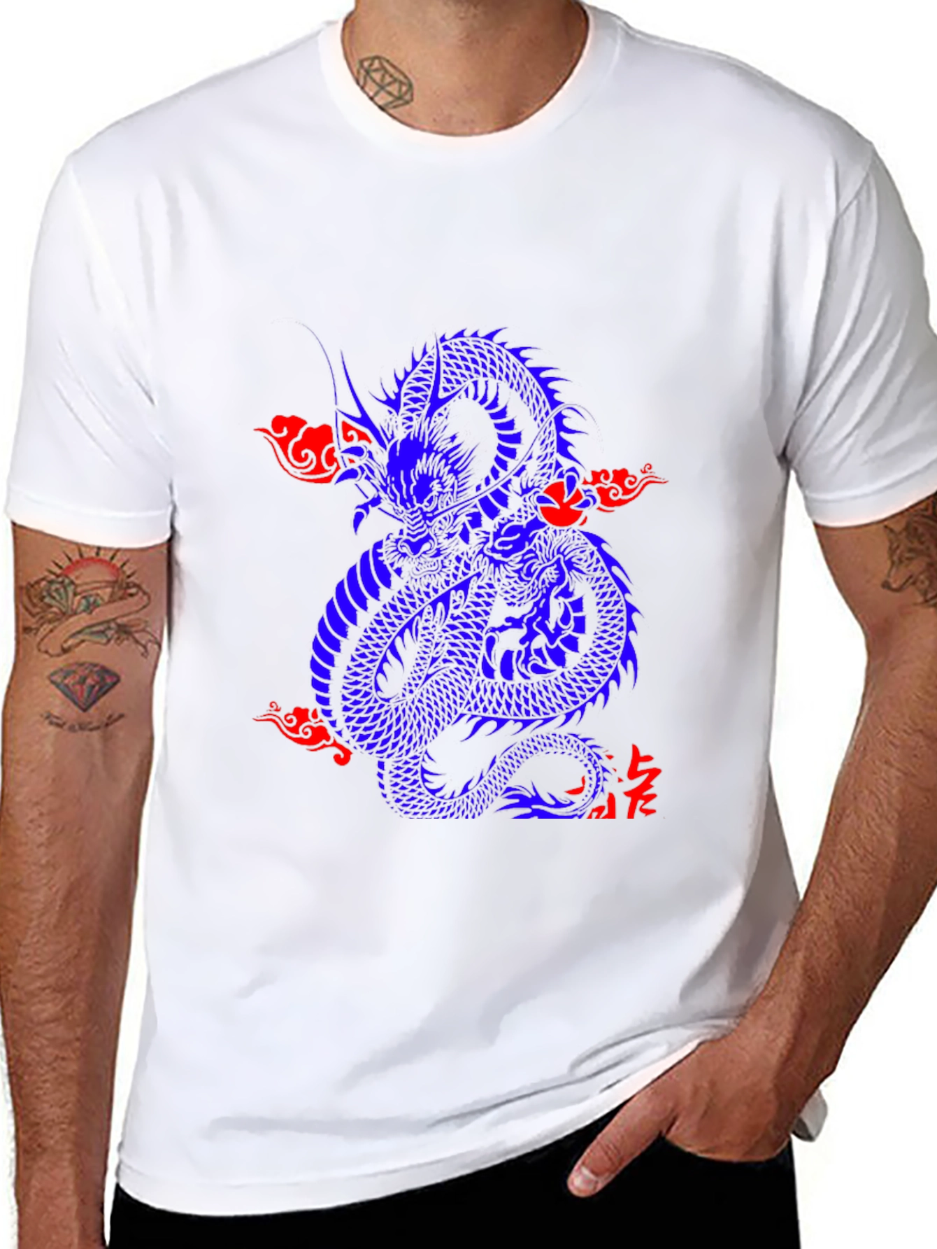 Blue Dragon Graphic Print T-Shirt