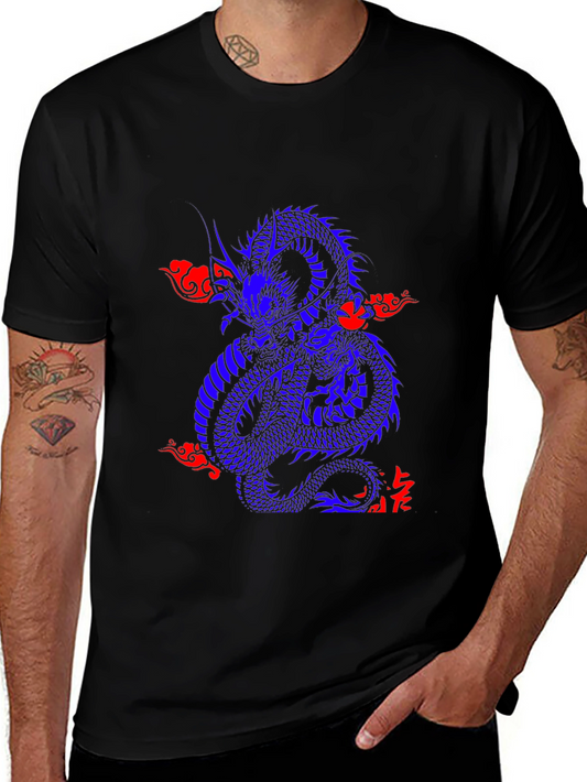Blue Dragon Graphic Print T-Shirt