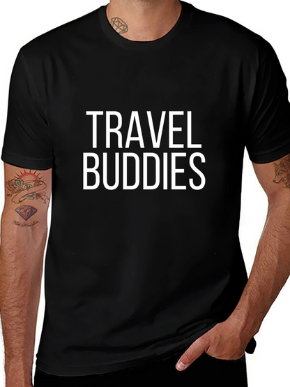 Travel Buddies Graphic T-Shirt - Black Casual Tee