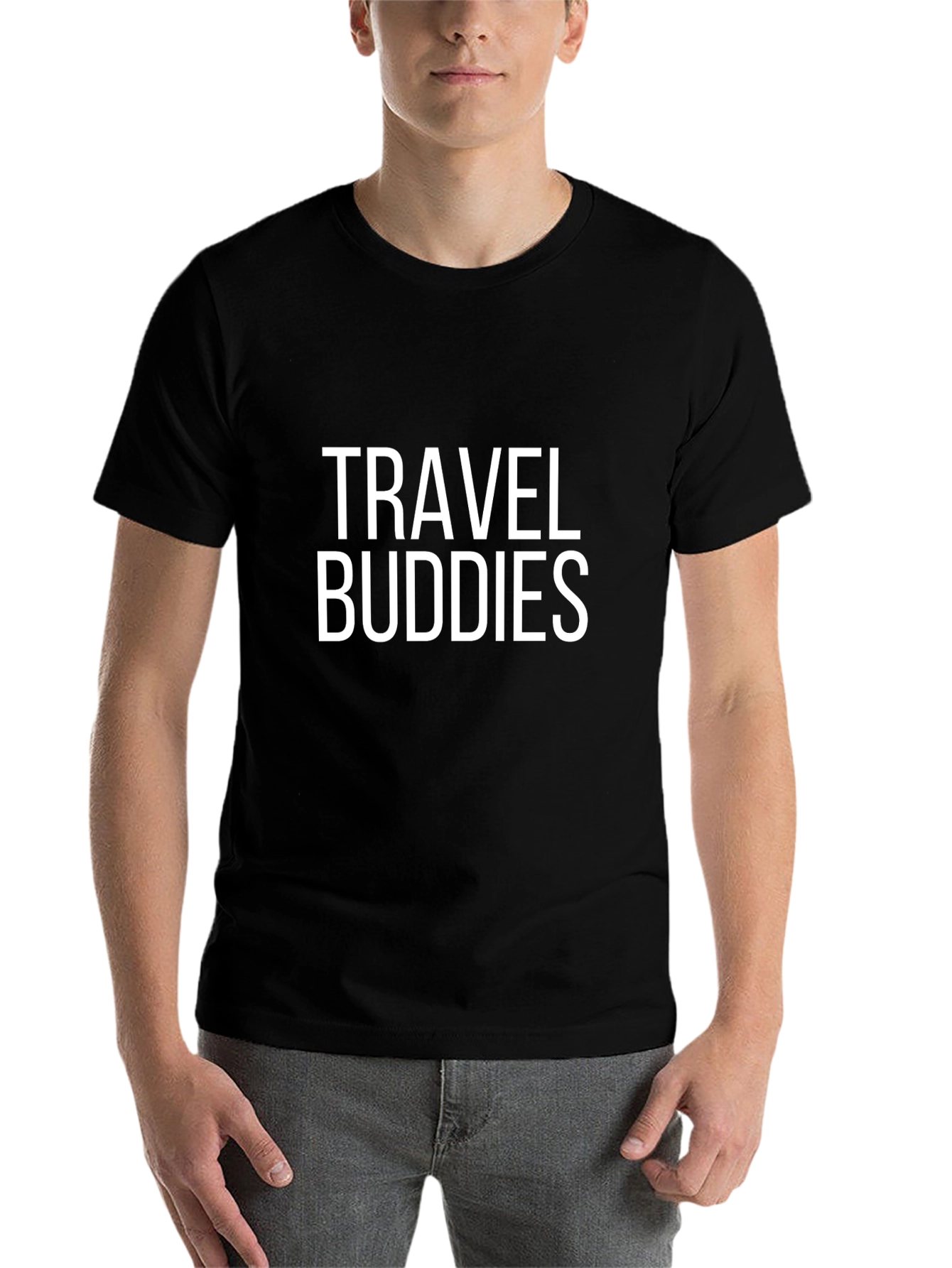 Travel Buddies Graphic T-Shirt - Black Casual Tee