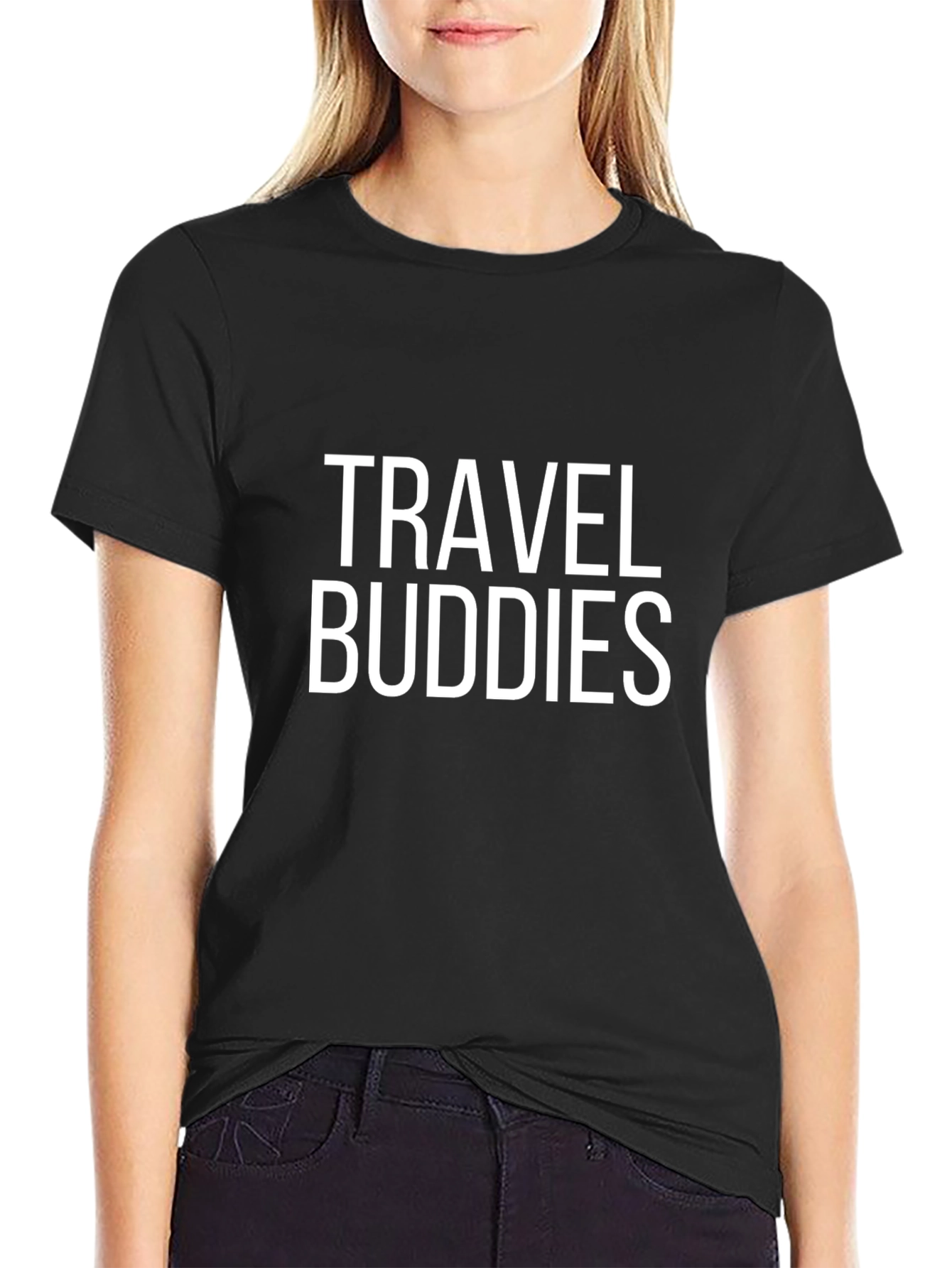 Travel Buddies Graphic T-Shirt - Black Casual Tee