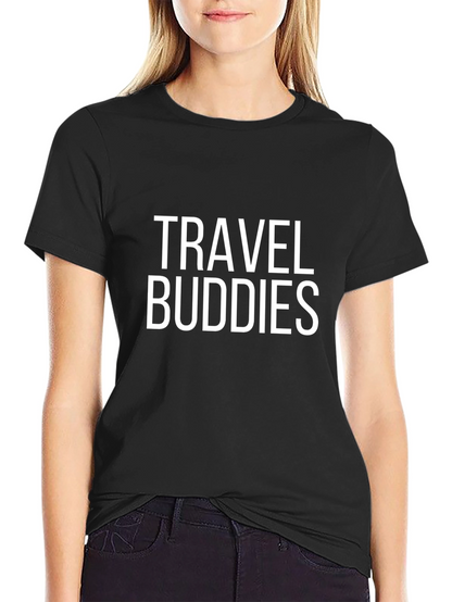 Travel Buddies Graphic T-Shirt - Black Casual Tee