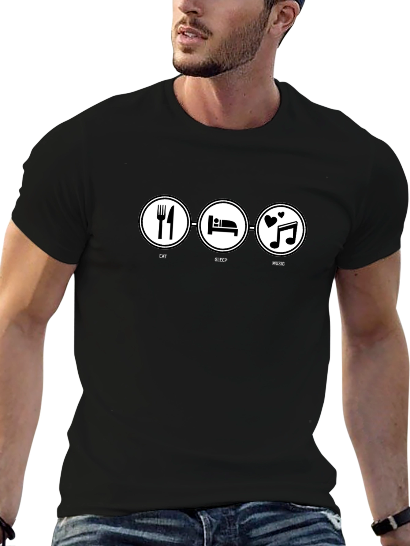 Eat Sleep Music T-Shirt - Black Graphic Tee