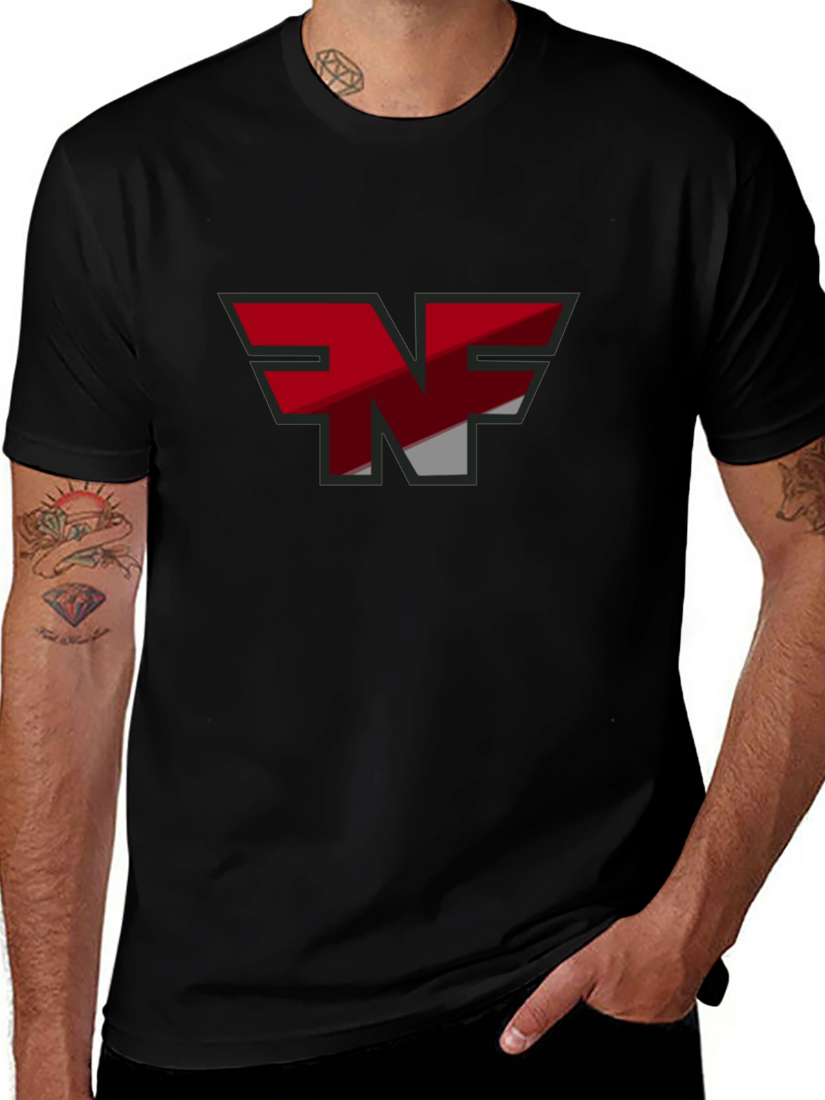 NF Logo Graphic T-Shirt - Black Cotton Blend