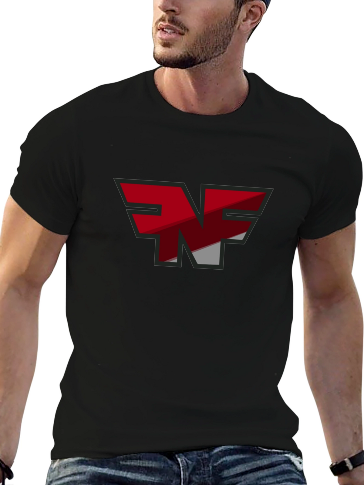 NF Logo Graphic T-Shirt - Black Cotton Blend