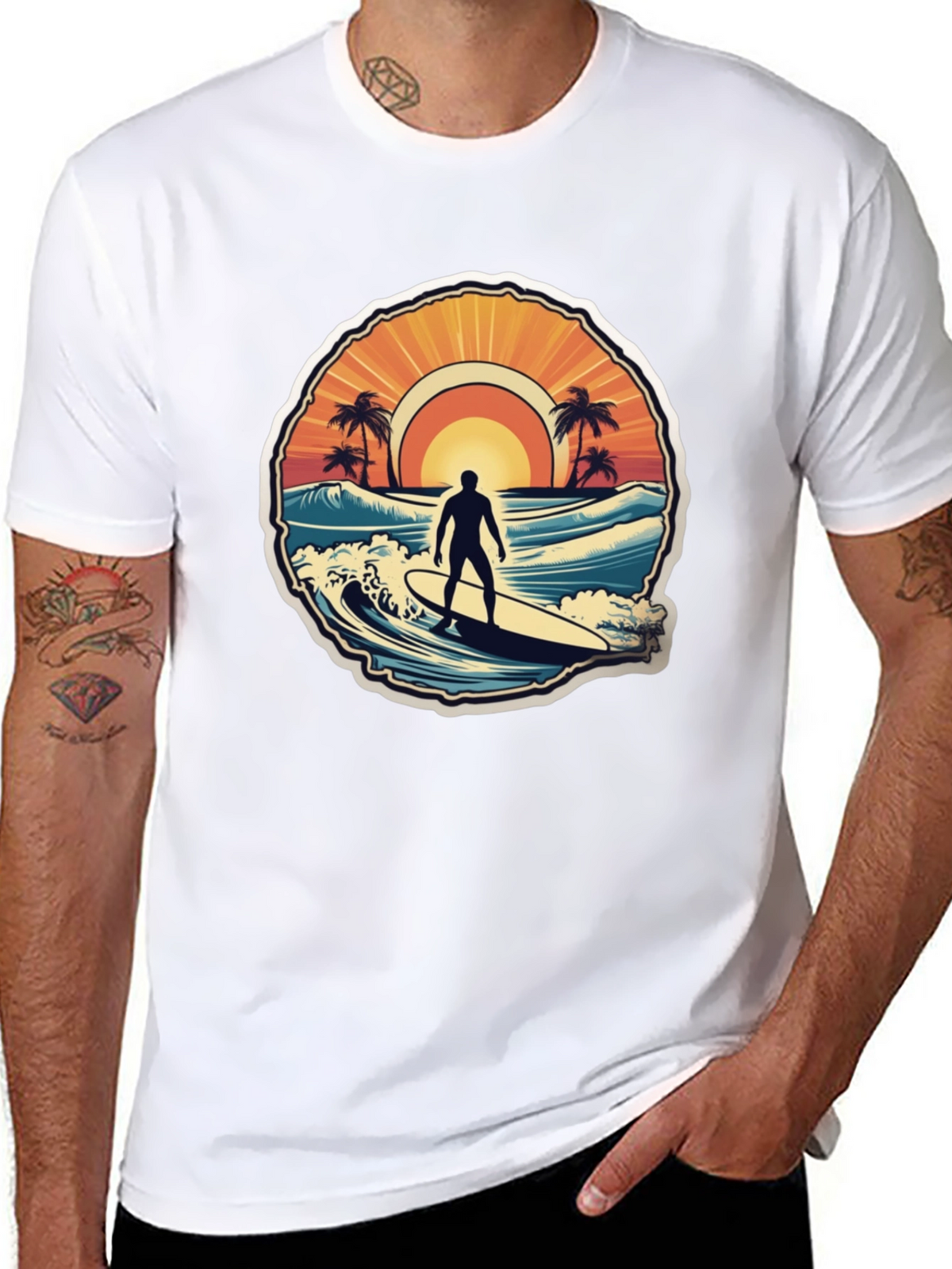 Surfing Vibes T-Shirt - Ocean Scene Design