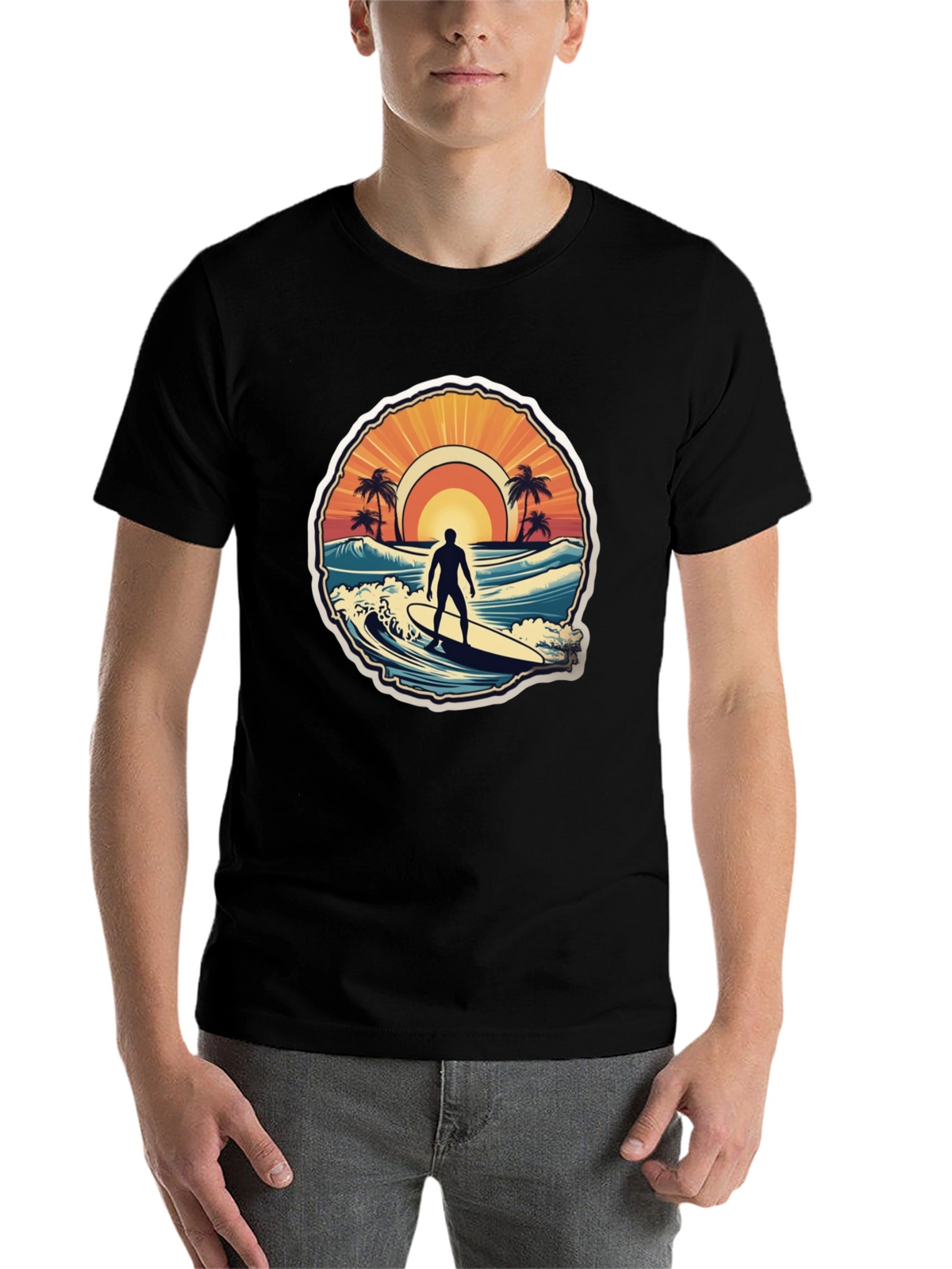 Surfing Vibes T-Shirt - Ocean Scene Design