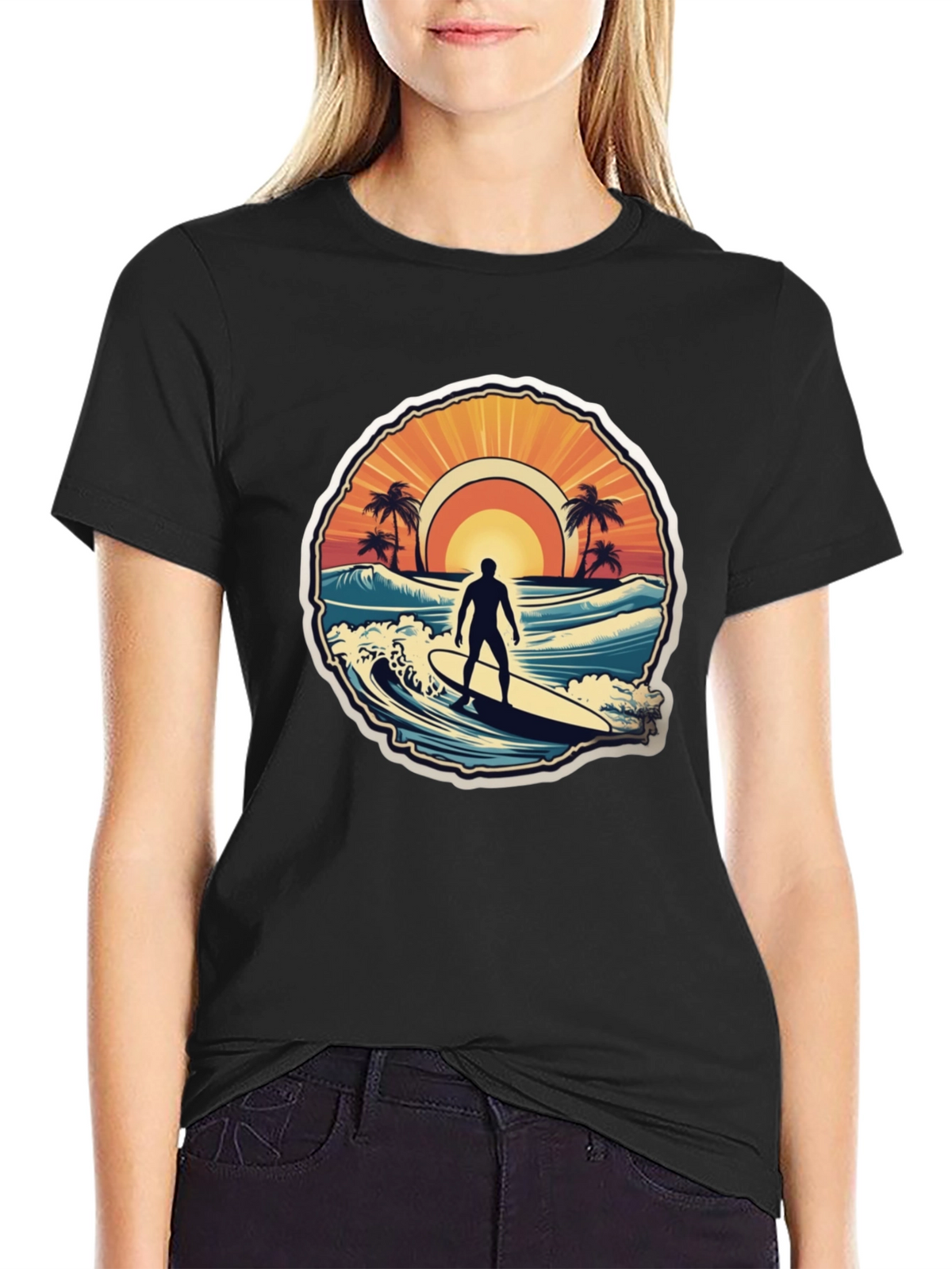 Surfing Vibes T-Shirt - Ocean Scene Design
