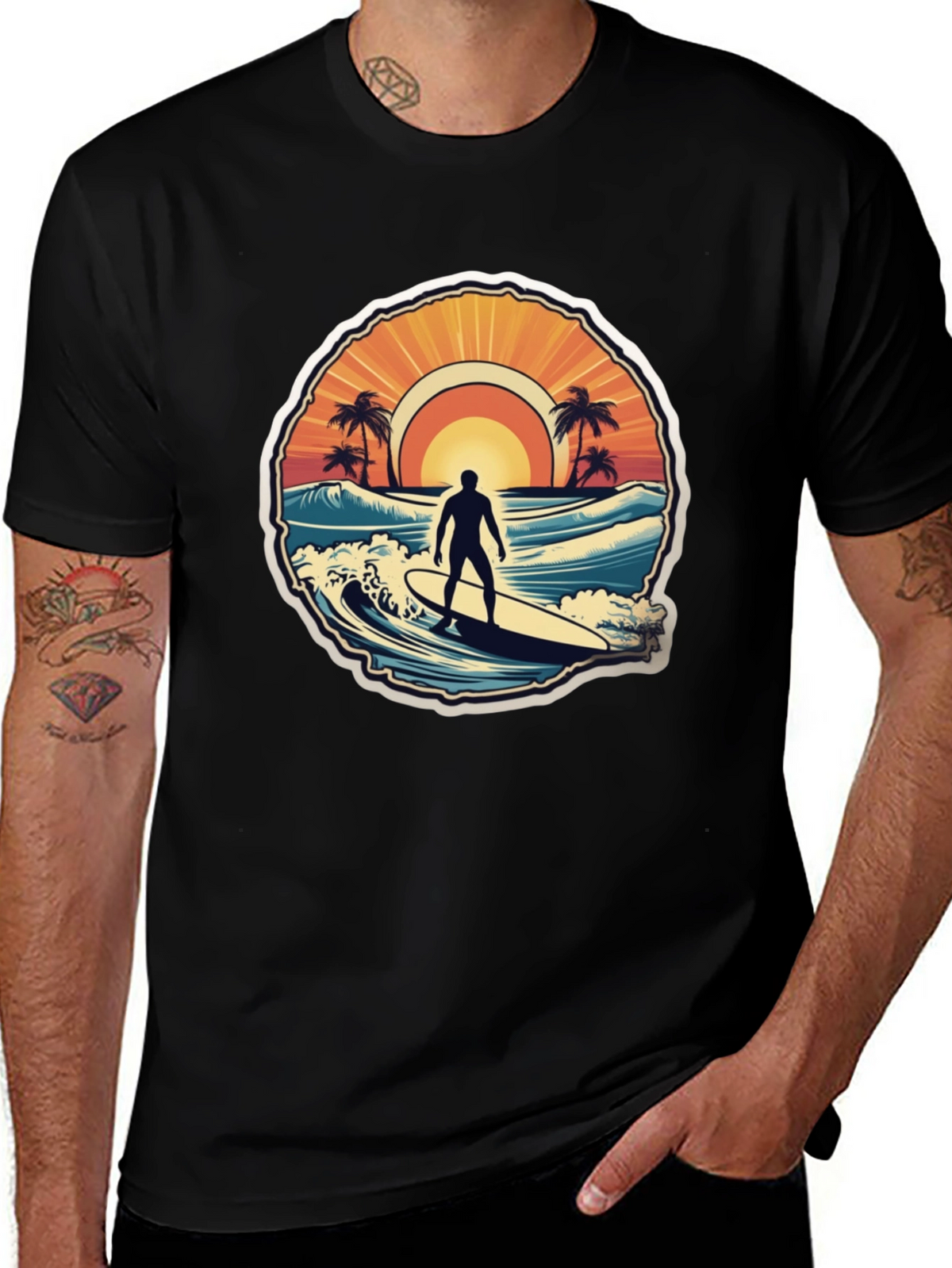 Surfing Vibes T-Shirt - Ocean Scene Design