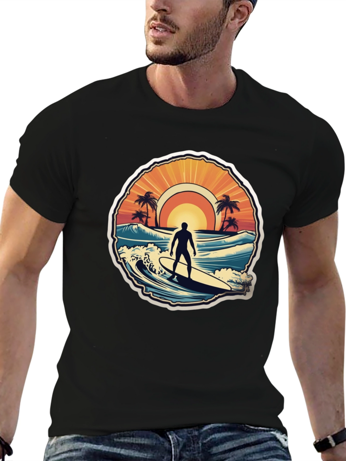 Surfing Vibes T-Shirt - Ocean Scene Design