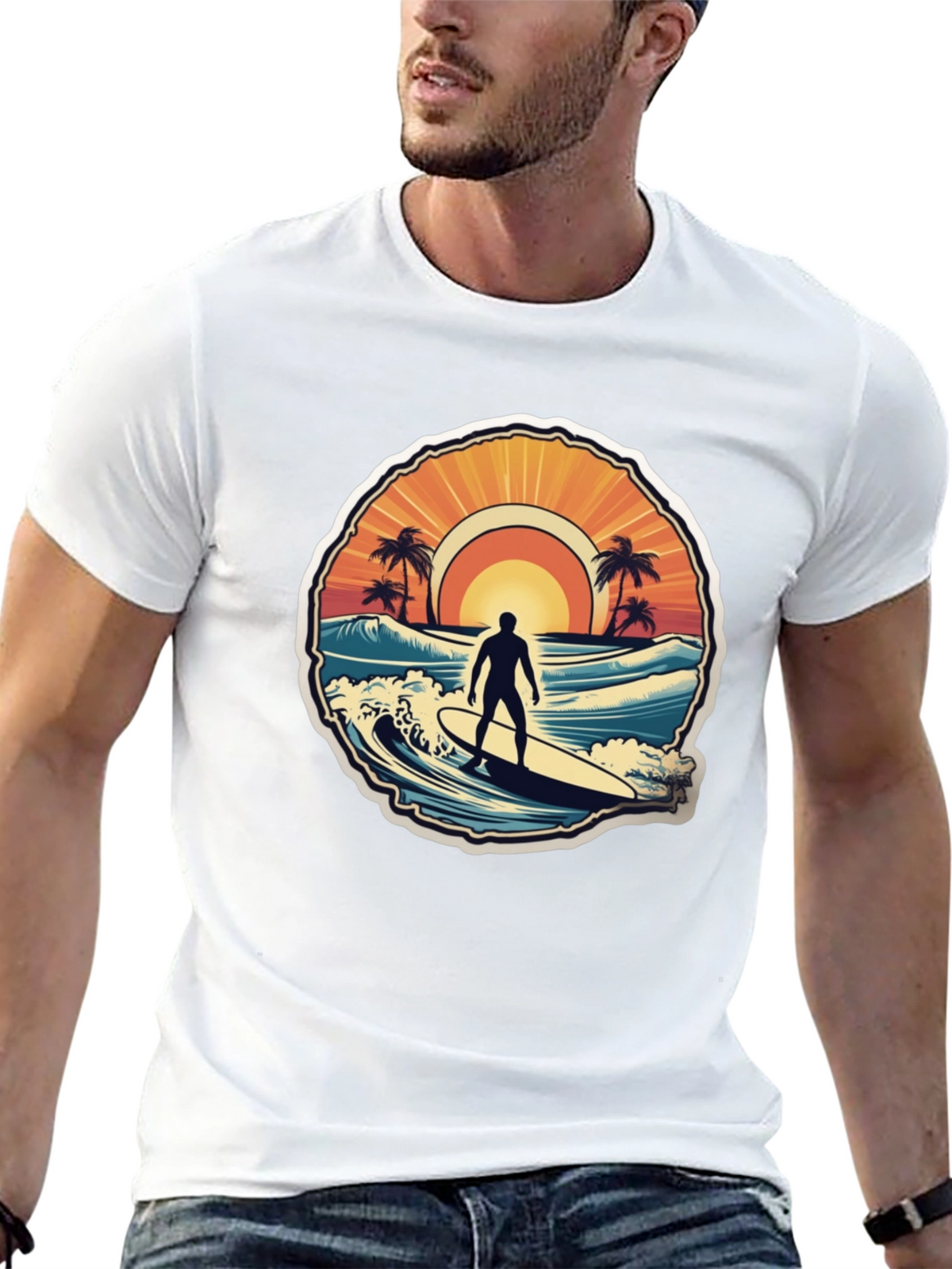 Surfing Vibes T-Shirt - Ocean Scene Design