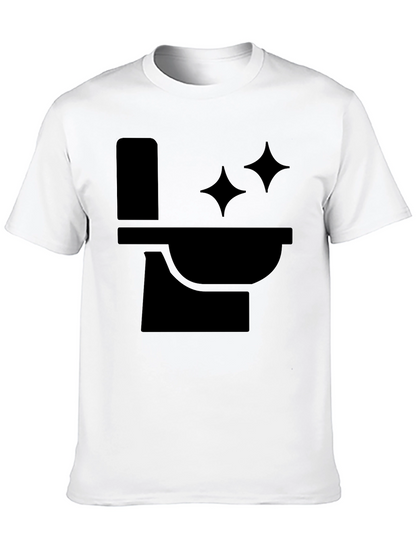 Funny Black T-Shirt with Clean Toilet Graphic