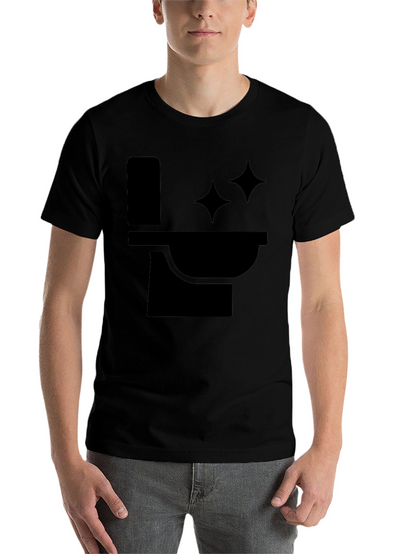 Funny Black T-Shirt with Clean Toilet Graphic