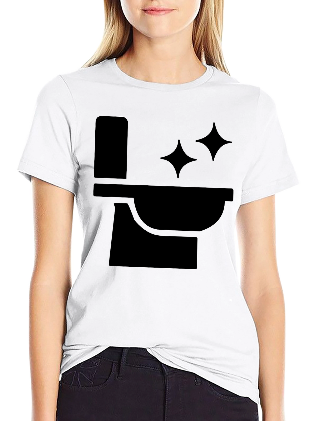 Funny Black T-Shirt with Clean Toilet Graphic