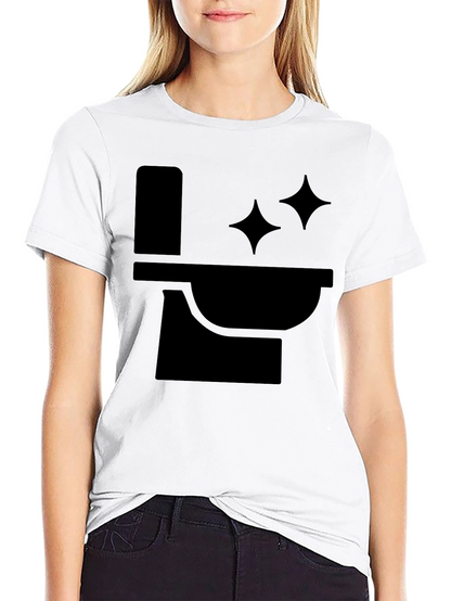 Funny Black T-Shirt with Clean Toilet Graphic