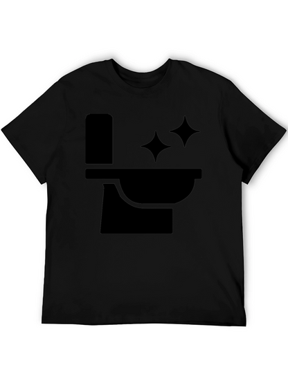 Funny Black T-Shirt with Clean Toilet Graphic