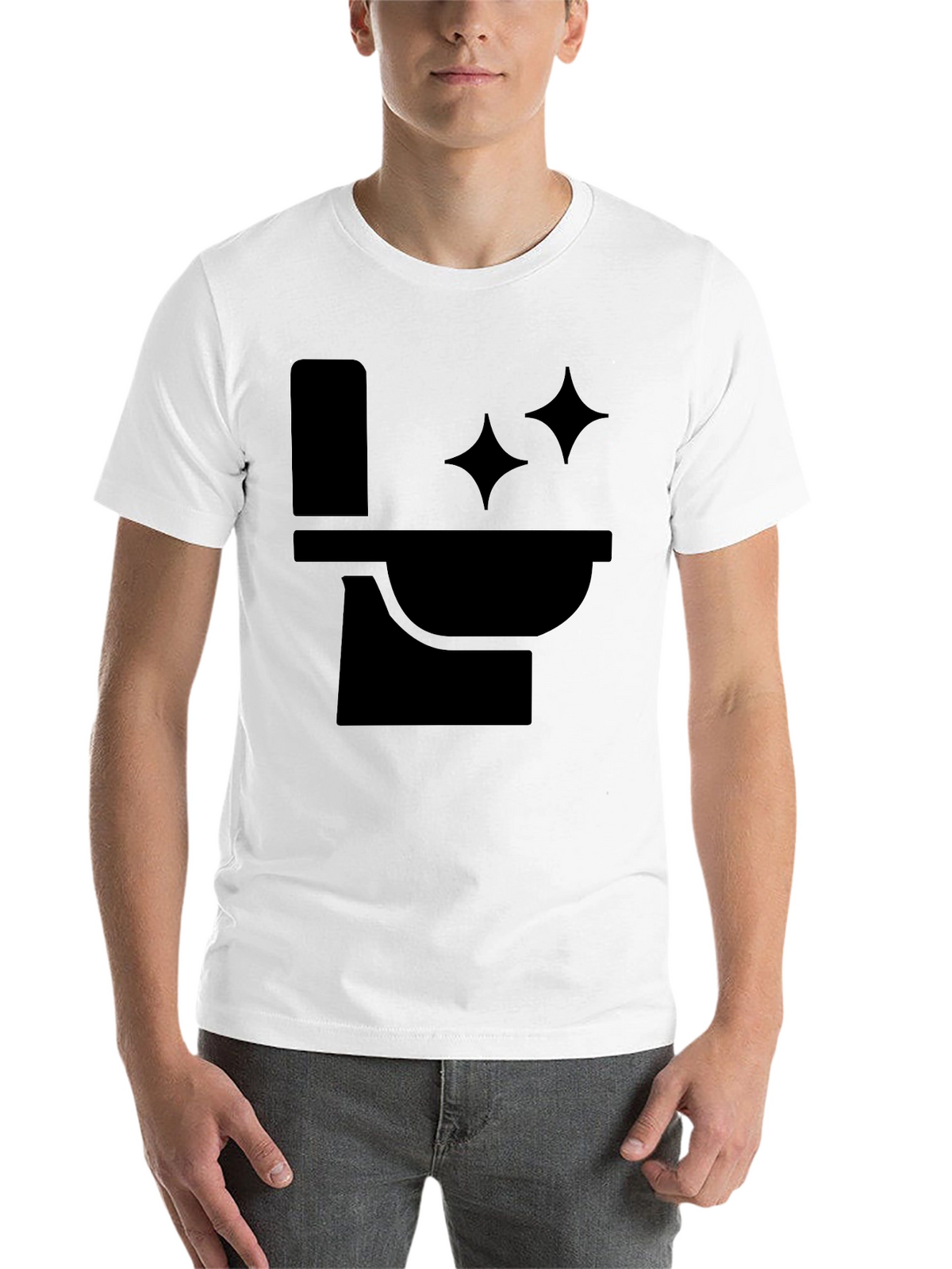Funny Black T-Shirt with Clean Toilet Graphic