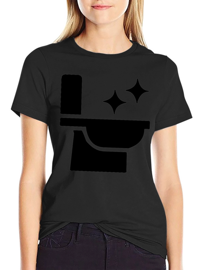 Funny Black T-Shirt with Clean Toilet Graphic