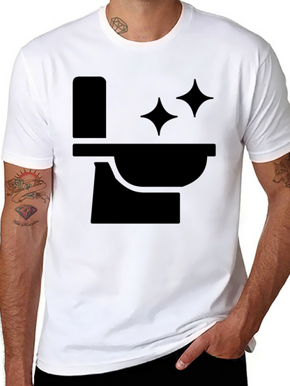 Funny Black T-Shirt with Clean Toilet Graphic