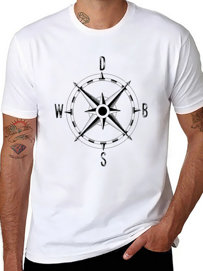 Mens Black Compass Graphic T-Shirt