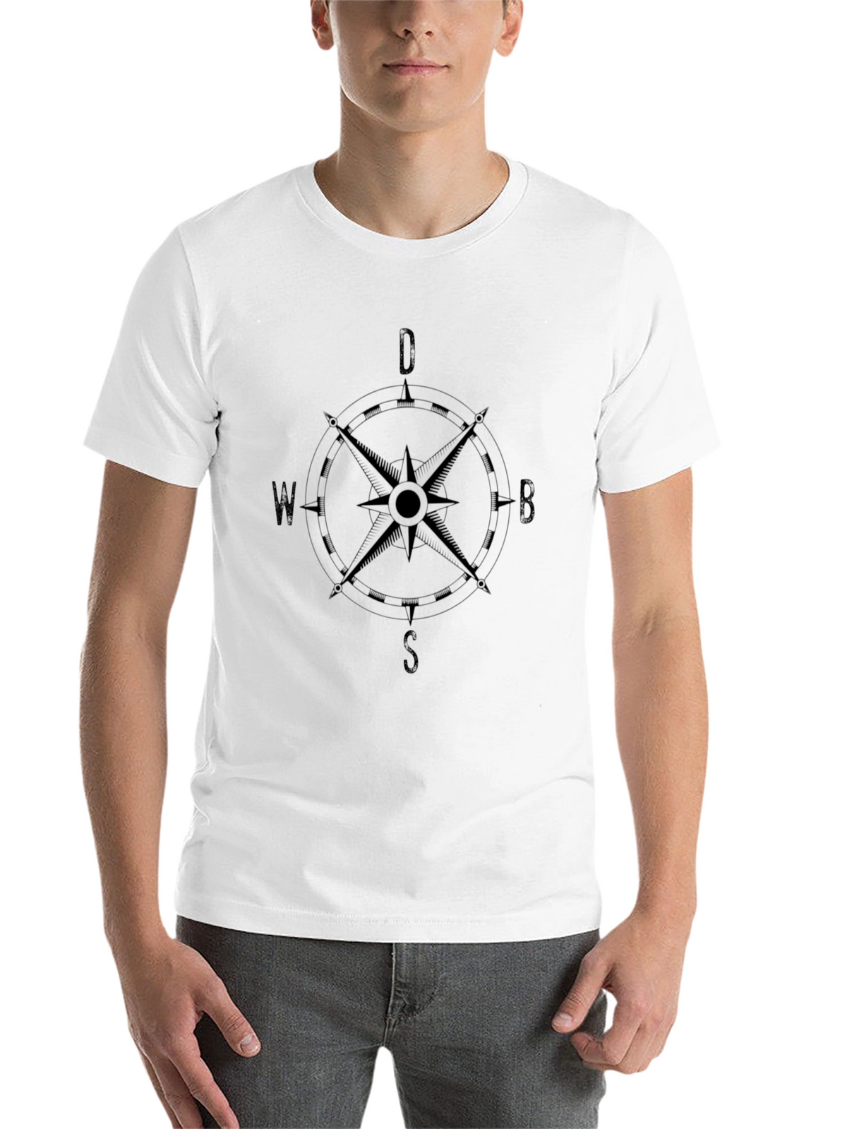 Mens Black Compass Graphic T-Shirt