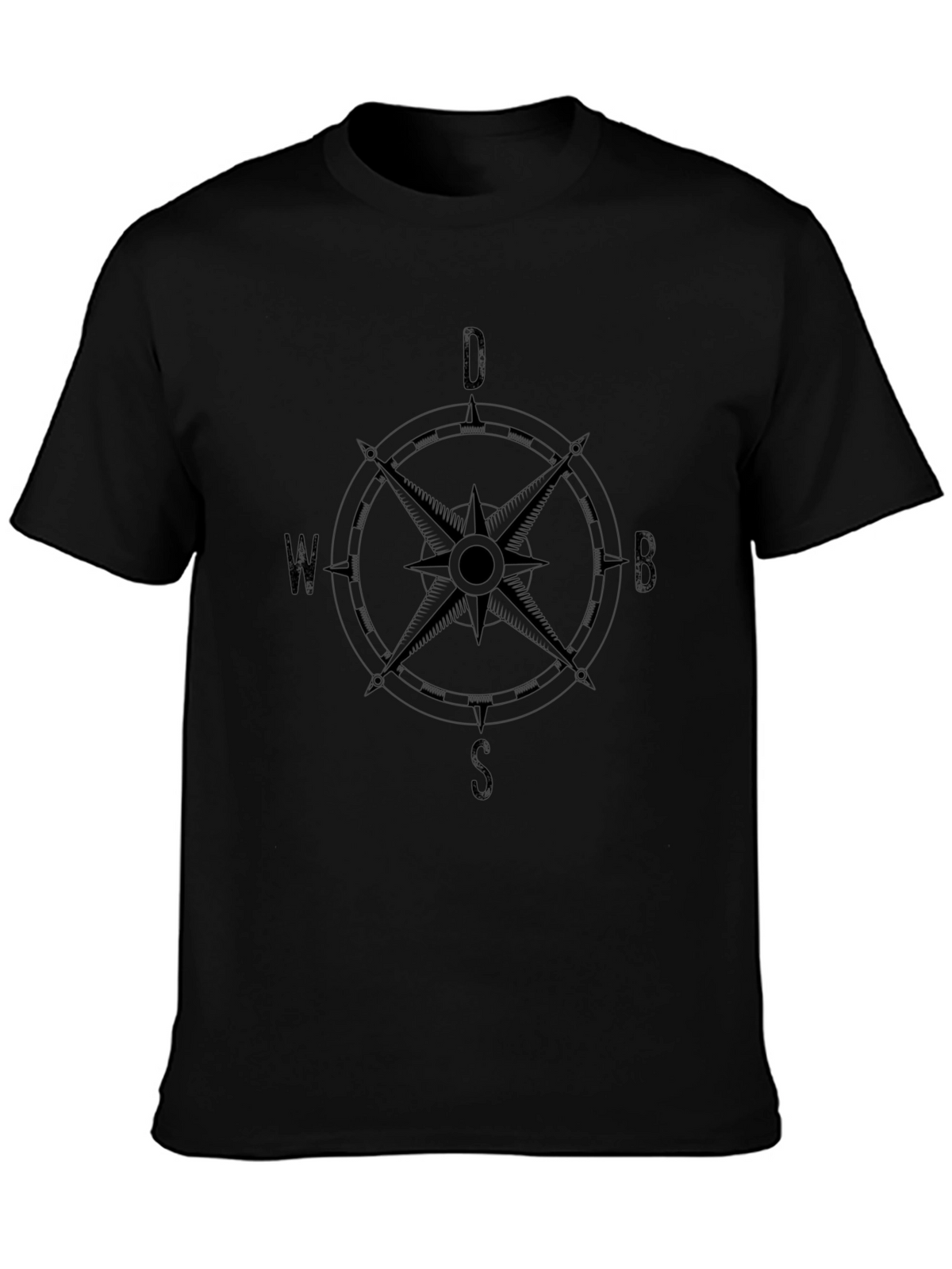 Mens Black Compass Graphic T-Shirt