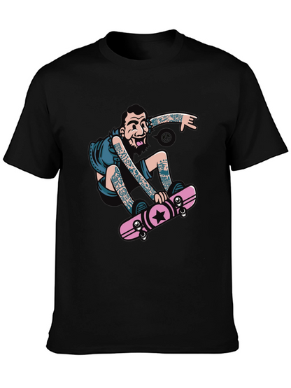 Skateboarder Graphic Tee - Black