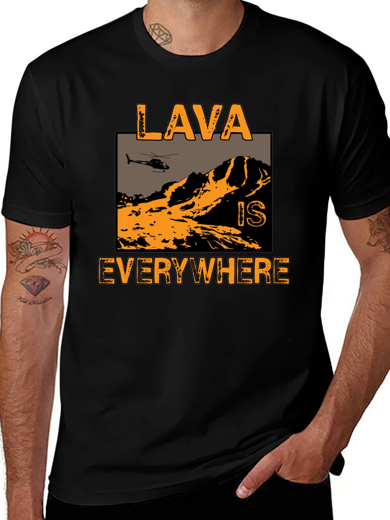 Lava is Everywhere Graphic T-Shirt - Black Cotton Blend
