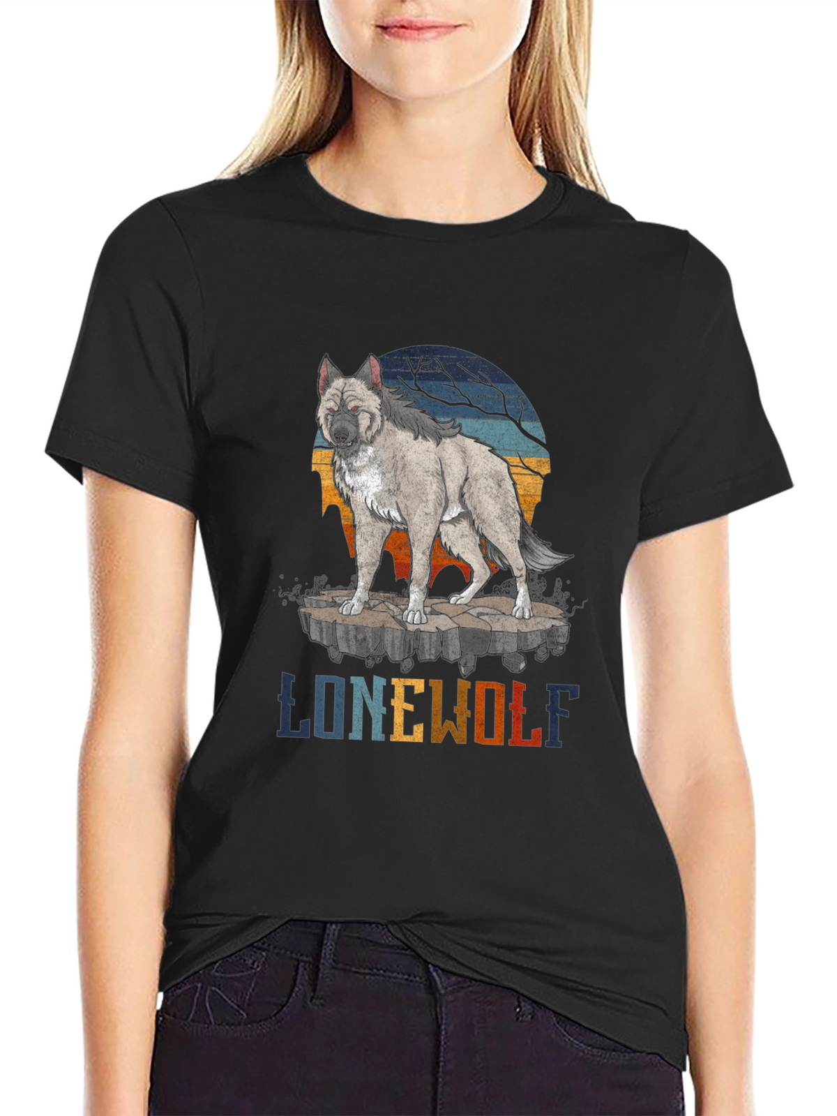 Lone Wolf Graphic T-Shirt - Mens Black Tee