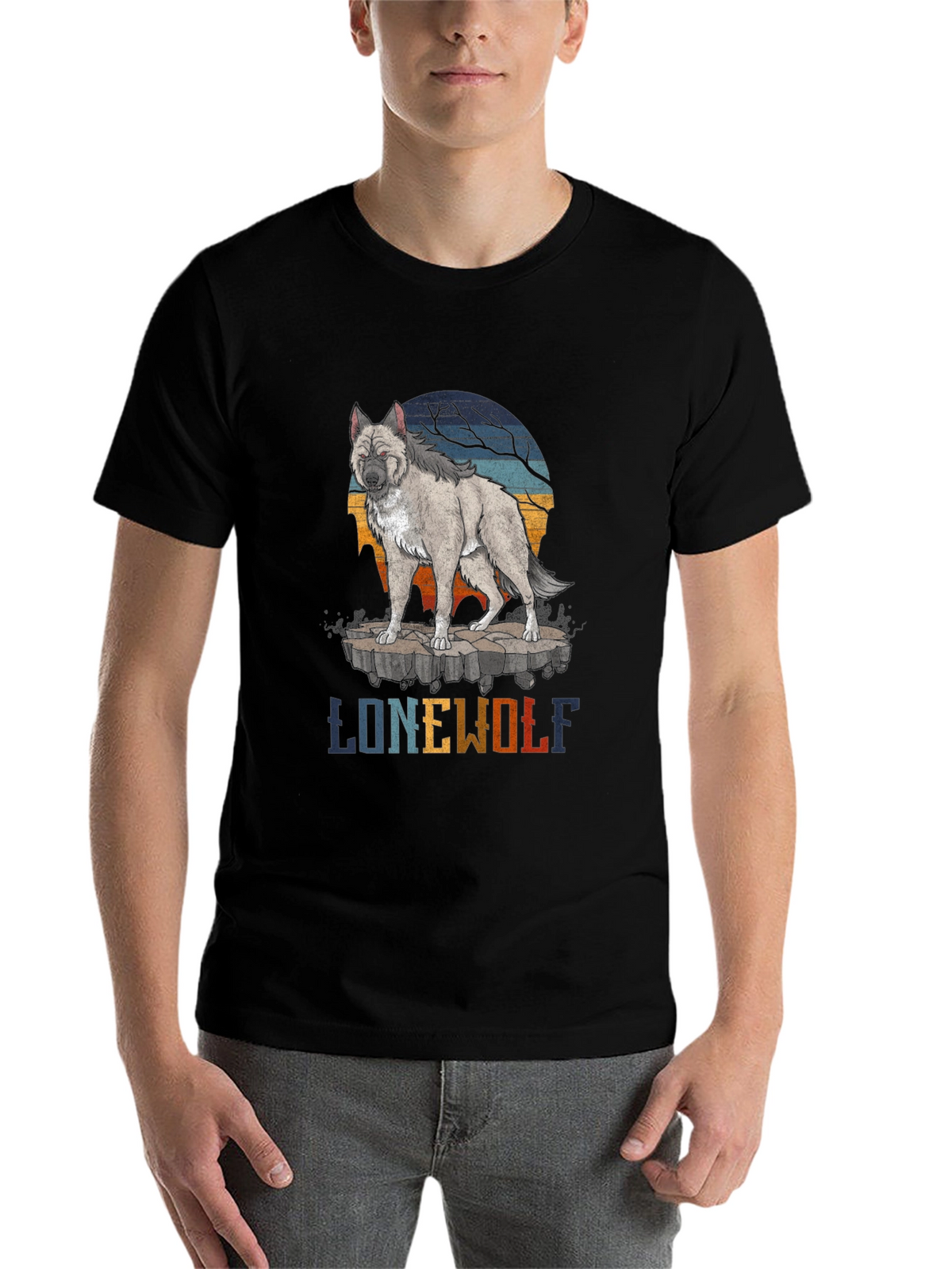 Lone Wolf Graphic T-Shirt - Mens Black Tee