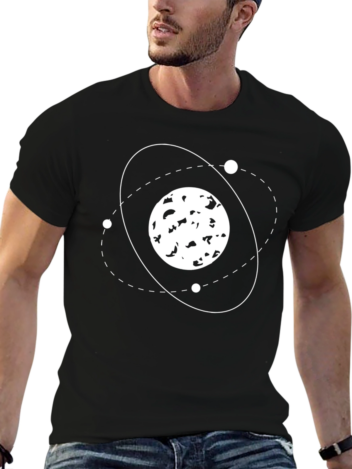 Atomic Orbit Black T-Shirt - Science Design