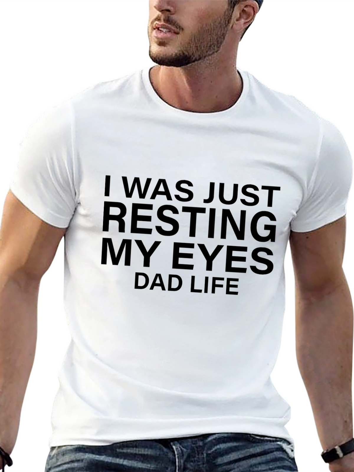 Resting My Eyes Dad Life T-Shirt - Black