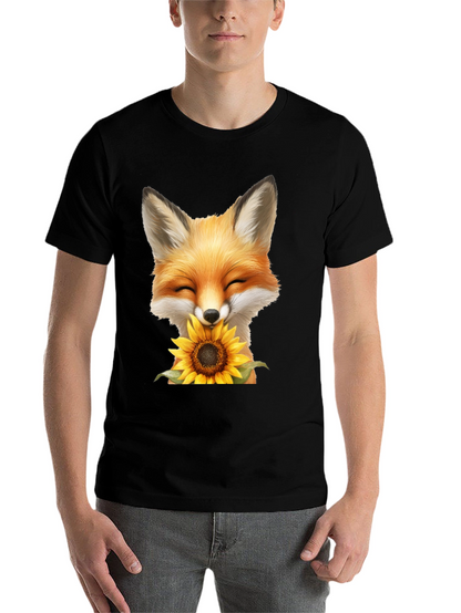 Fox and Sunflower Graphic T-Shirt